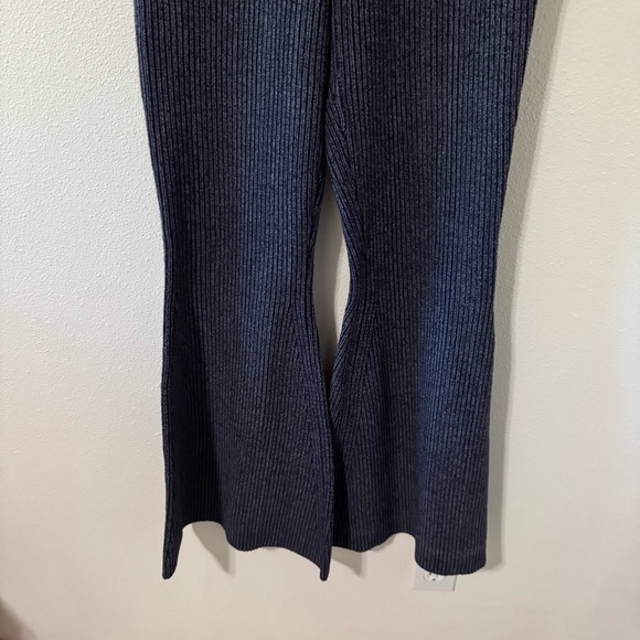 Anthropologie Pilcro Heather Navy Ribbed Knit Flare Leg Knit Sweater Pants-S - Picture 5 of 8